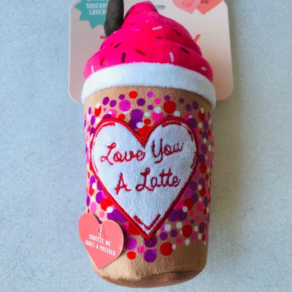 Fringe Studio Dog Fringe Toybox Pink Latte Squeaker Lovers Love You